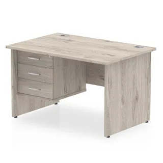 EE - Impulse Panel End Straight Desk With Single Fixed Pedestal