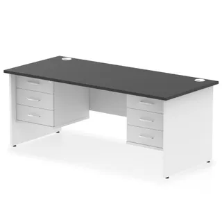 Impulse Panel End Straight Desk With Two Fixed Pedestal