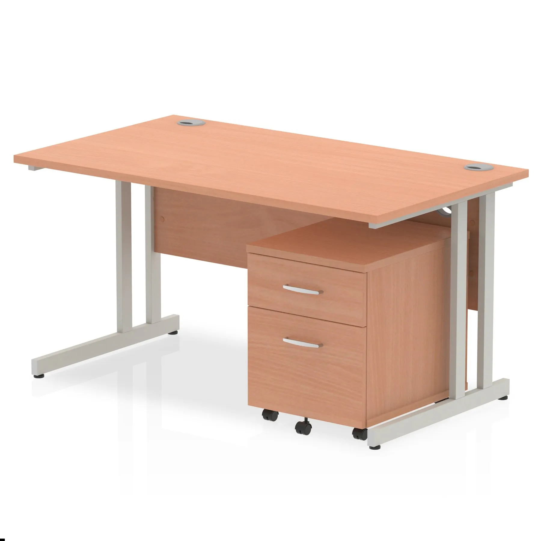 Impulse Cantilever Straight Desk With Mobile Pedestal
