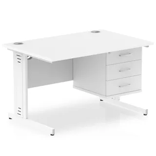 Impulse Cable Managed Straight Desk With Single Fixed Pedestal