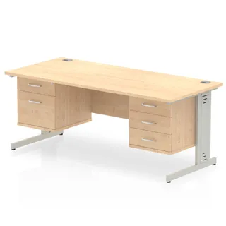 Impulse Cable Managed Straight Desk With Two Fixed Pedestal