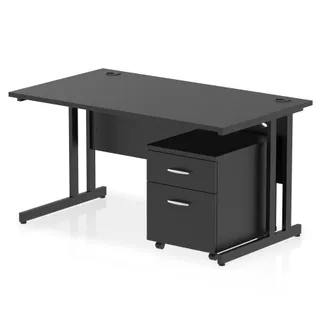 Impulse Cantilever Straight Desk With Mobile Pedestal