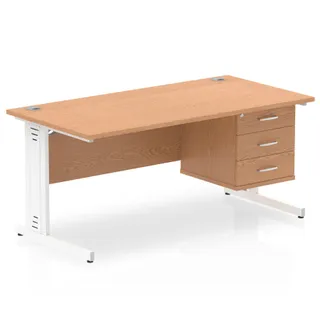 Impulse Cable Managed Straight Desk With Single Fixed Pedestal