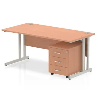 Impulse Cantilever Straight Desk With Mobile Pedestal