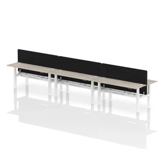 Air Back-to-Back Slimline Height Adjustable Bench Desk - 6 Person