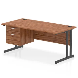 Impulse Cantilever Straight Desk With Single Fixed Pedestal