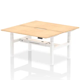 Air Back-to-Back Scalloped Edge Height Adjustable Bench Desk - 2 Person