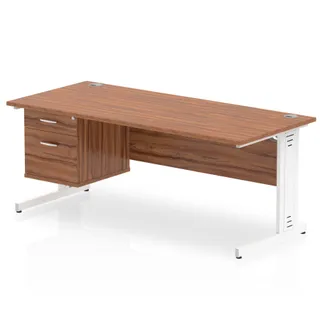 Impulse Cable Managed Straight Desk With Single Fixed Pedestal