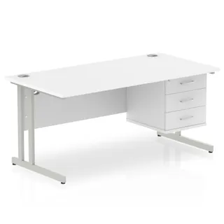 Impulse Cantilever Straight Desk With Single Fixed Pedestal