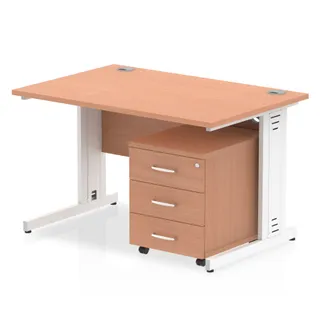 Impulse Cable Managed Straight Desk With Mobile Pedestal