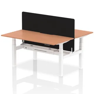 Air Back-to-Back Scalloped Edge Height Adjustable Bench Desk - 2 Person
