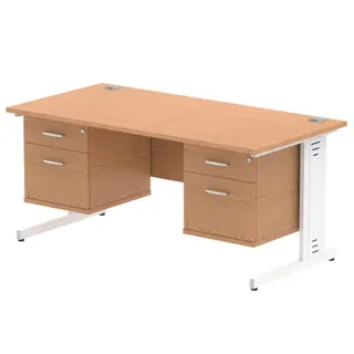 Impulse Cable Managed Straight Desk With Two Fixed Pedestal