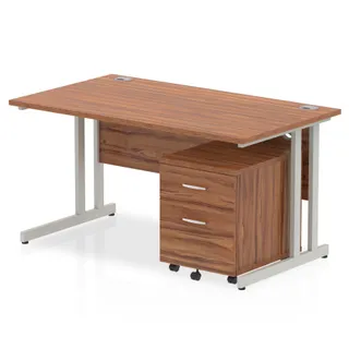 EE - Impulse Cantilever Straight Desk With Mobile Pedestal
