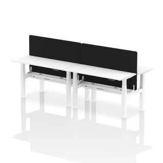 Air Back-to-Back Slimline Height Adjustable Bench Desk - 4 Person