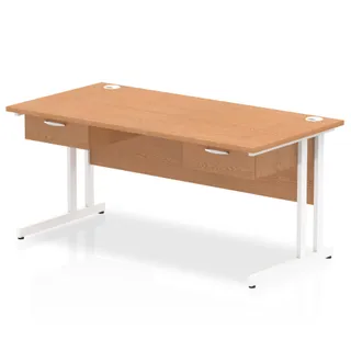 Impulse Cantilever Straight Desk With Two One Drawer Fixed Pedestals