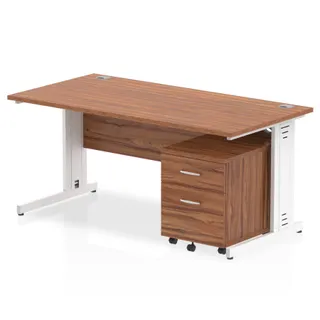 Impulse Cable Managed Straight Desk With Mobile Pedestal