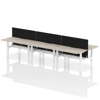 Air Back-to-Back Scalloped Edge Height Adjustable Bench Desk - 6 Person