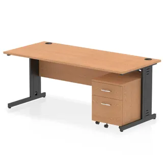 Impulse Cable Managed Straight Desk With Mobile Pedestal