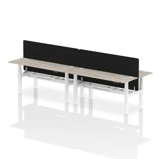 Air Back-to-Back Slimline Height Adjustable Bench Desk - 4 Person