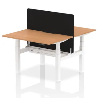 Air Back-to-Back Scalloped Edge Height Adjustable Bench Desk - 2 Person