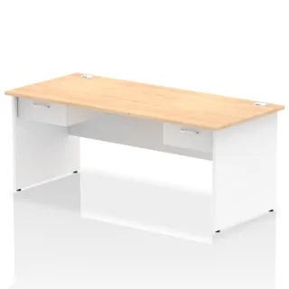 Impulse Panel End Straight Desk With Two One Drawer Fixed Pedestals