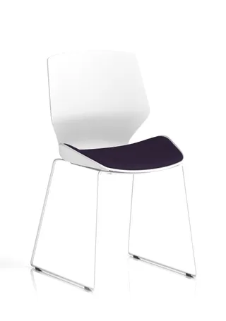 EE - Florence Sled White Frame Fabric Seat Visitor Chair