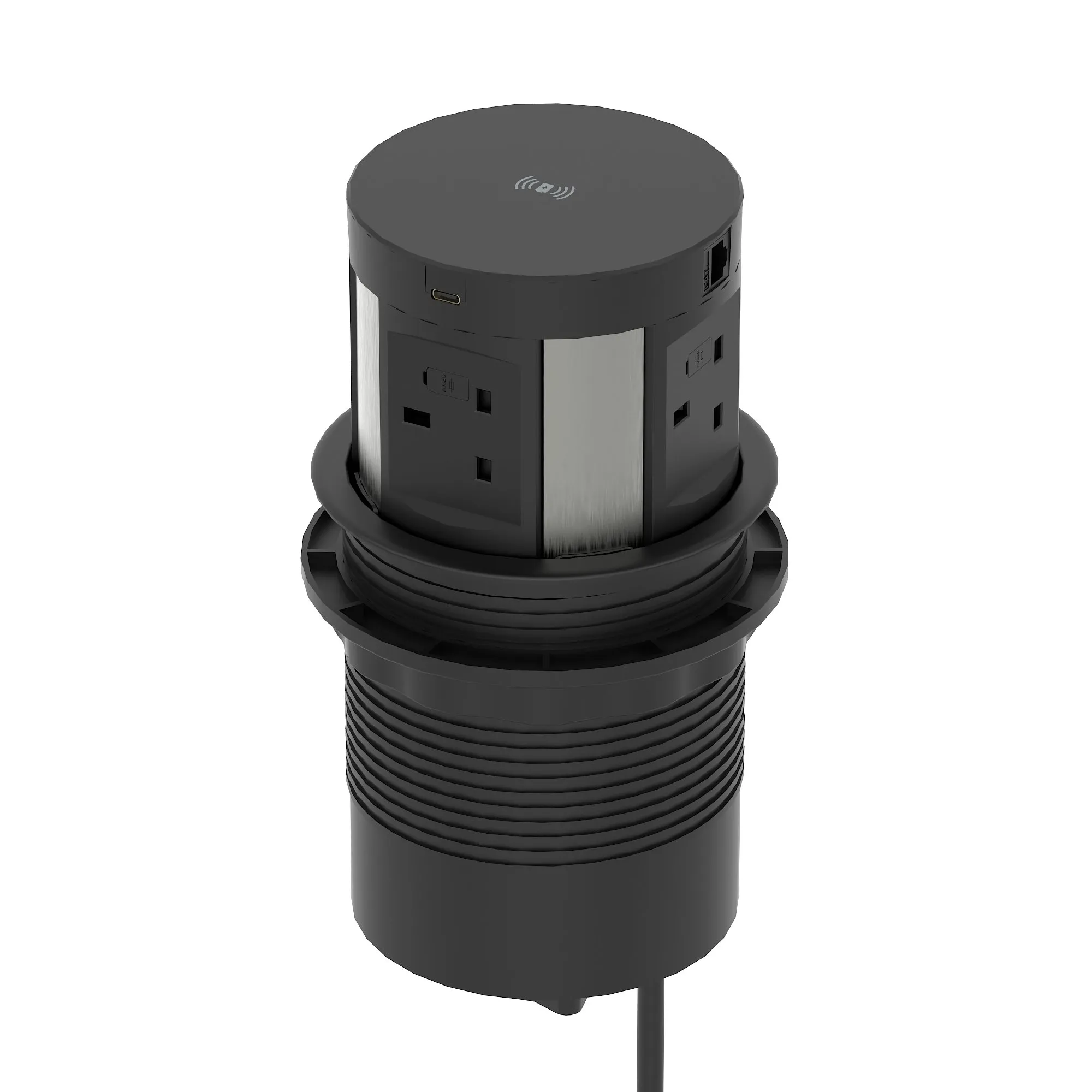 Volta Round Pop Up Power Unit 4x Socket Module with Wireless Charger