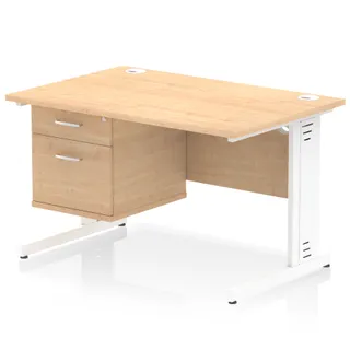 Impulse Cable Managed Straight Desk With Single Fixed Pedestal