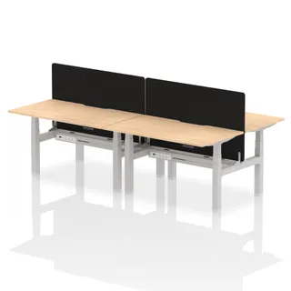 Air Back-to-Back Scalloped Edge Height Adjustable Bench Desk - 4 Person