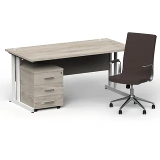 Impulse 1600mm Cantilever Straight Desk With Mobile Pedestal and Ezra Executive Chair