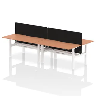 Air Back-to-Back Scalloped Edge Height Adjustable Bench Desk - 4 Person