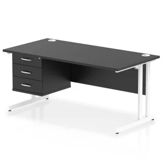 Impulse Cantilever Straight Desk With Single Fixed Pedestal