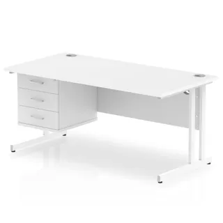 Impulse Cantilever Straight Desk With Single Fixed Pedestal