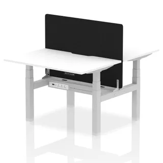 Air Back-to-Back Scalloped Edge Height Adjustable Bench Desk - 2 Person
