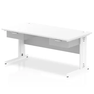 Impulse Cable Managed Straight Desk With Two One Drawer Fixed Pedestals