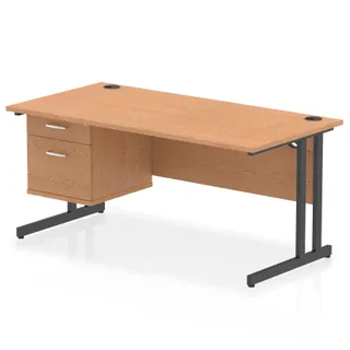 Impulse Cantilever Straight Desk With Single Fixed Pedestal