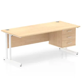 Impulse Cantilever Straight Desk With Single Fixed Pedestal