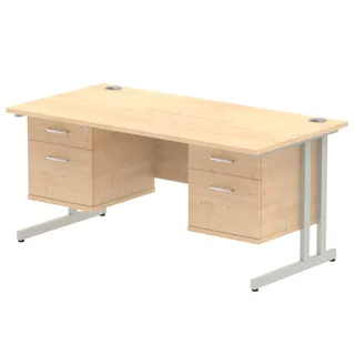 Impulse Cantilever Straight Desk With Two Fixed Pedestal