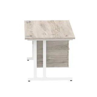 Impulse Cantilever Straight Desk With Single Fixed Pedestal