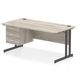 Impulse Cantilever Straight Desk With Single Fixed Pedestal