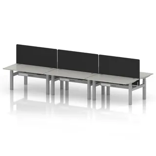 Air Back-to-Back Height Adjustable Bench Desk - 6 Person