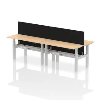 Air Back-to-Back Slimline Height Adjustable Bench Desk - 4 Person