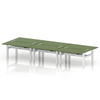 Air Back-to-Back Height Adjustable Bench Desk - 6 Person