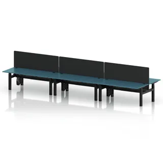 Air Back-to-Back Height Adjustable Bench Desk - 6 Person