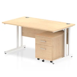 Impulse Cantilever Straight Desk With Mobile Pedestal