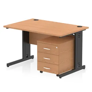 Impulse Cable Managed Straight Desk With Mobile Pedestal