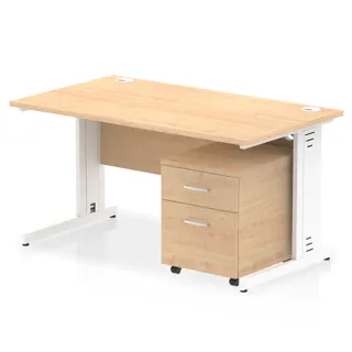 Impulse Cable Managed Straight Desk With Mobile Pedestal