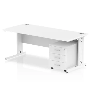 Impulse Cable Managed Straight Desk With Mobile Pedestal