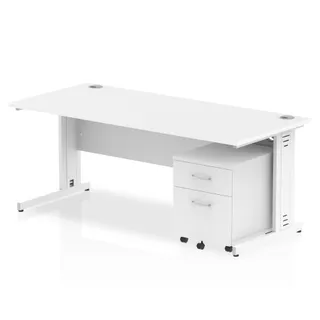 Impulse Cable Managed Straight Desk With Mobile Pedestal