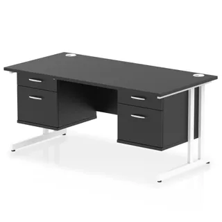 Impulse Cantilever Straight Desk With Two Fixed Pedestal